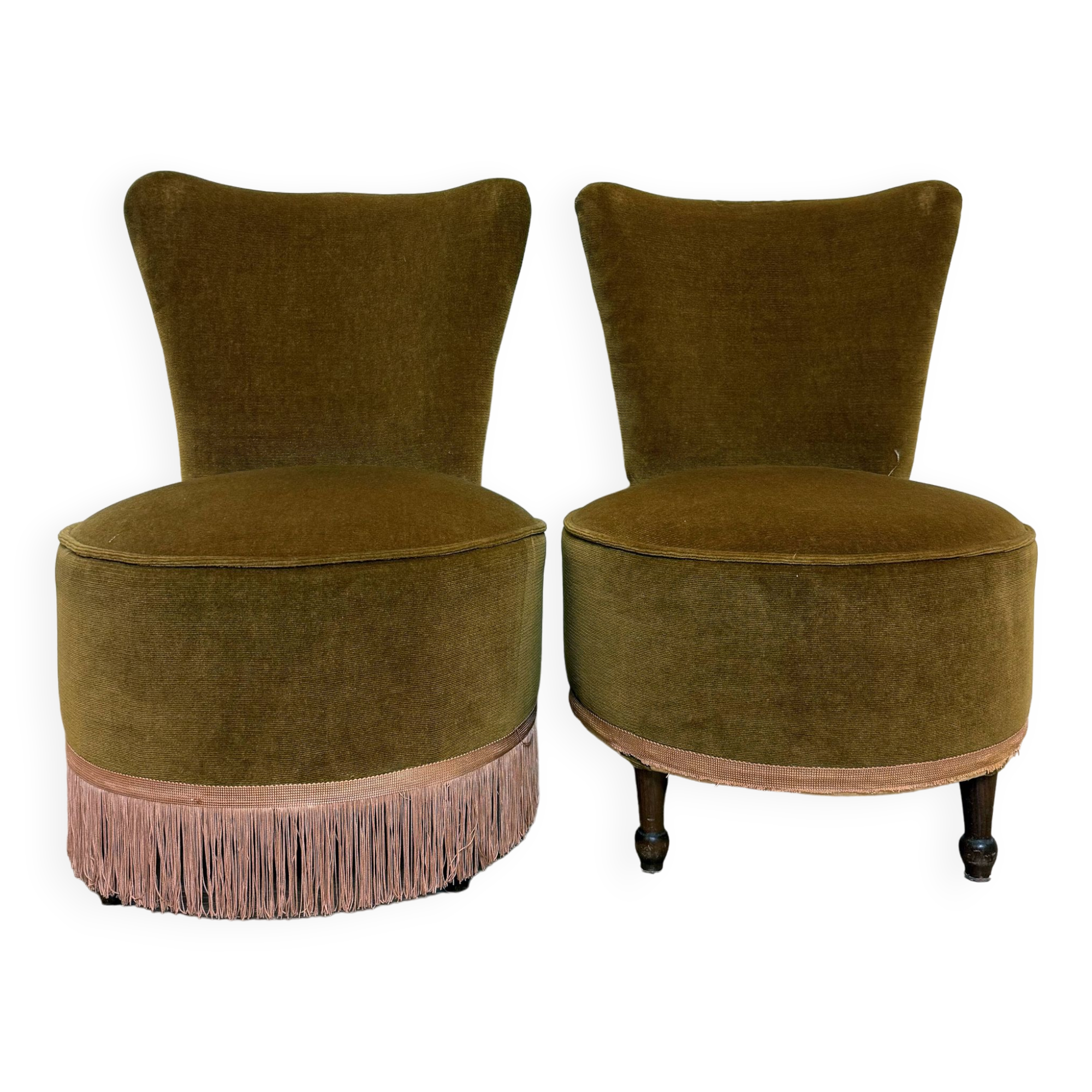 pair of toad chairs, Napoleon III period, Genoa velvet-style fabrics