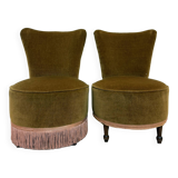 pair of toad chairs, Napoleon III period, Genoa velvet-style fabrics