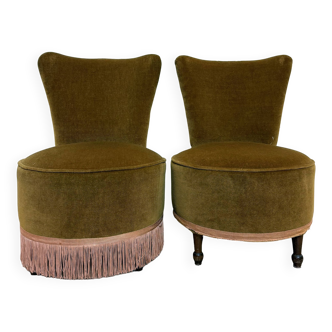 pair of toad chairs, Napoleon III period, Genoa velvet-style fabrics