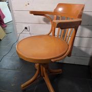 Swivel office chair in curved wood, 1950s