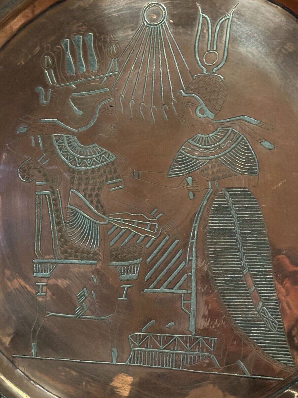20th century Egyptian tea tray in richly engraved copper or brass