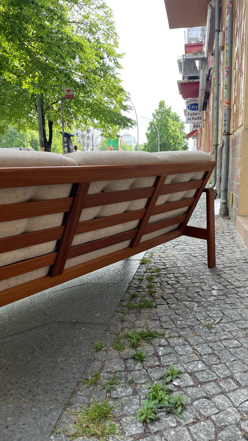 Scandinavian teak and wool sofa, Danish design 60s