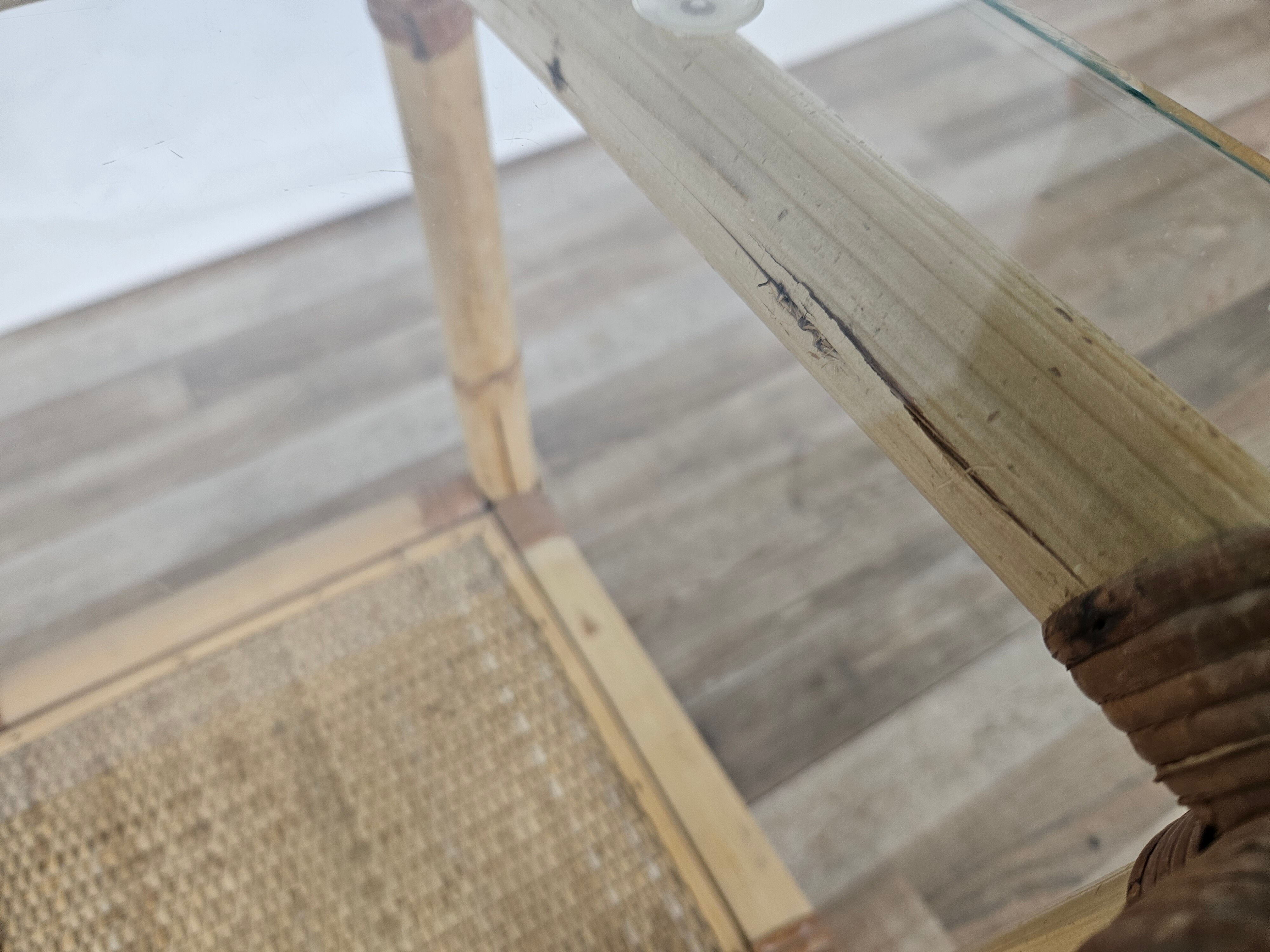 Wicker coffee table with glass top