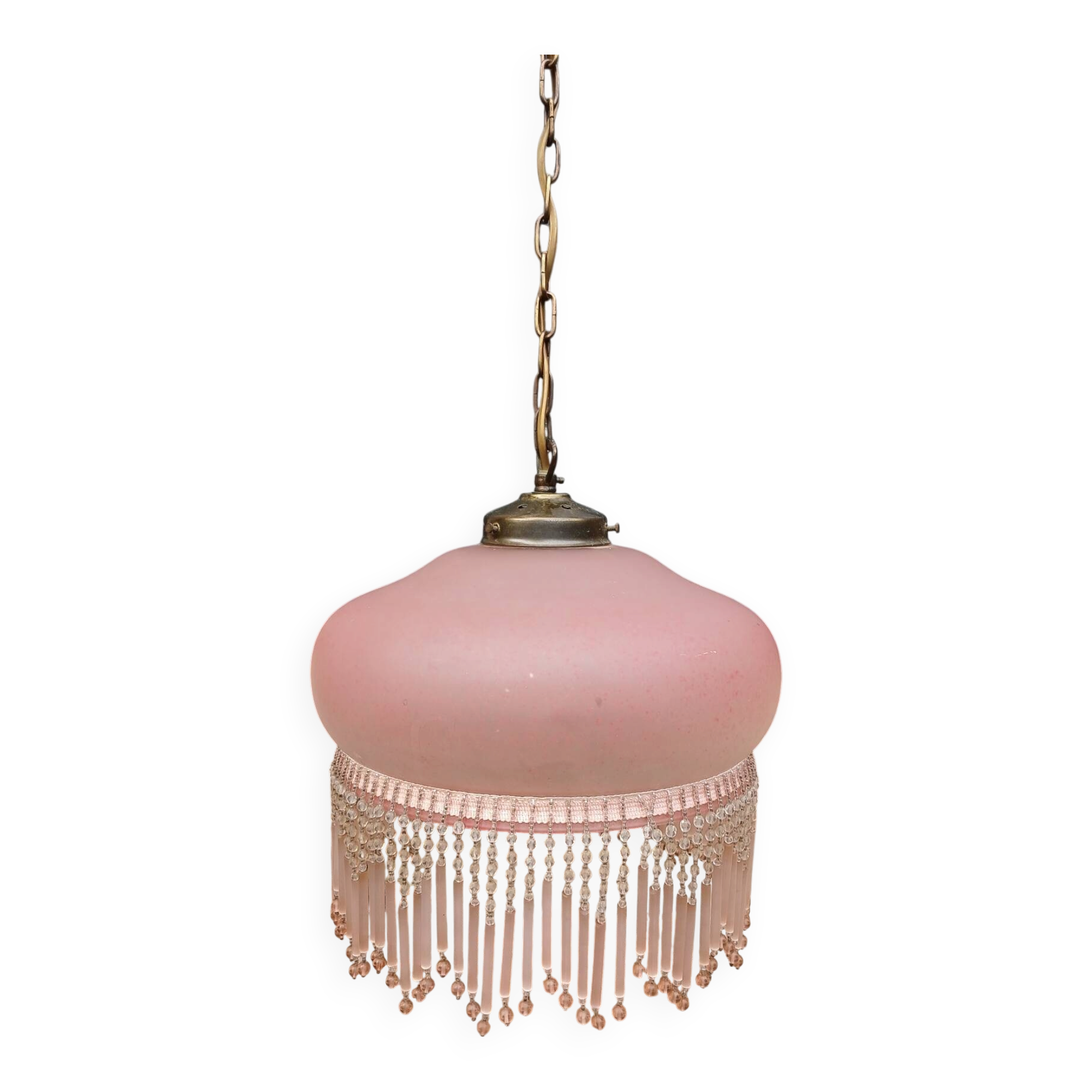 Suspension vintage en verre dépoli