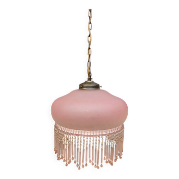 Suspension vintage en verre dépoli