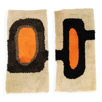 Pair of wool bedside rugs in Scandinavian style, 1970.