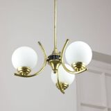 Lustre italien du milieu du siècle en laiton et opaline