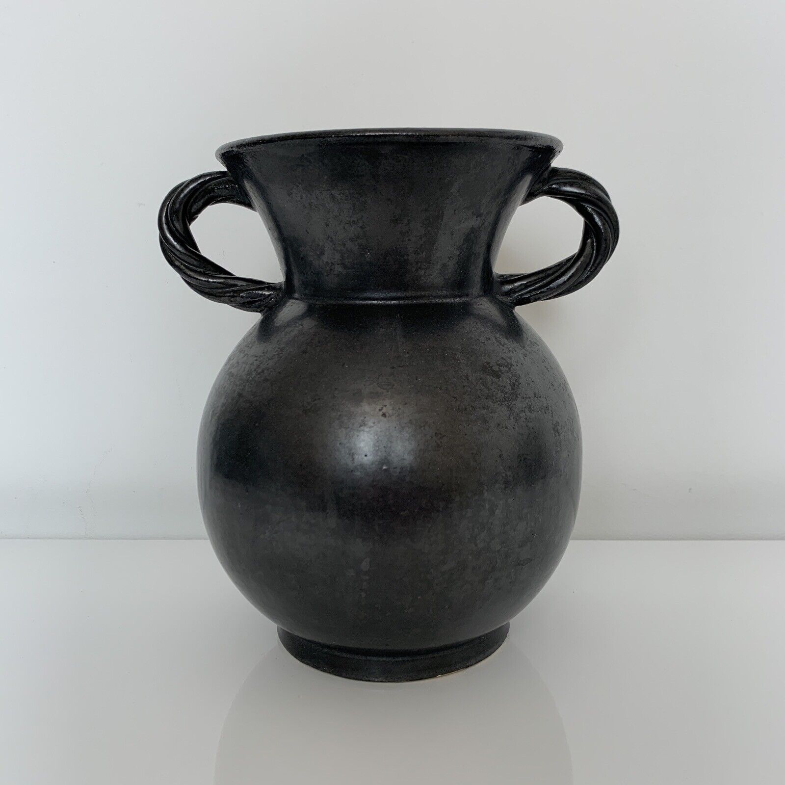 Vase with handles black yellow vintage