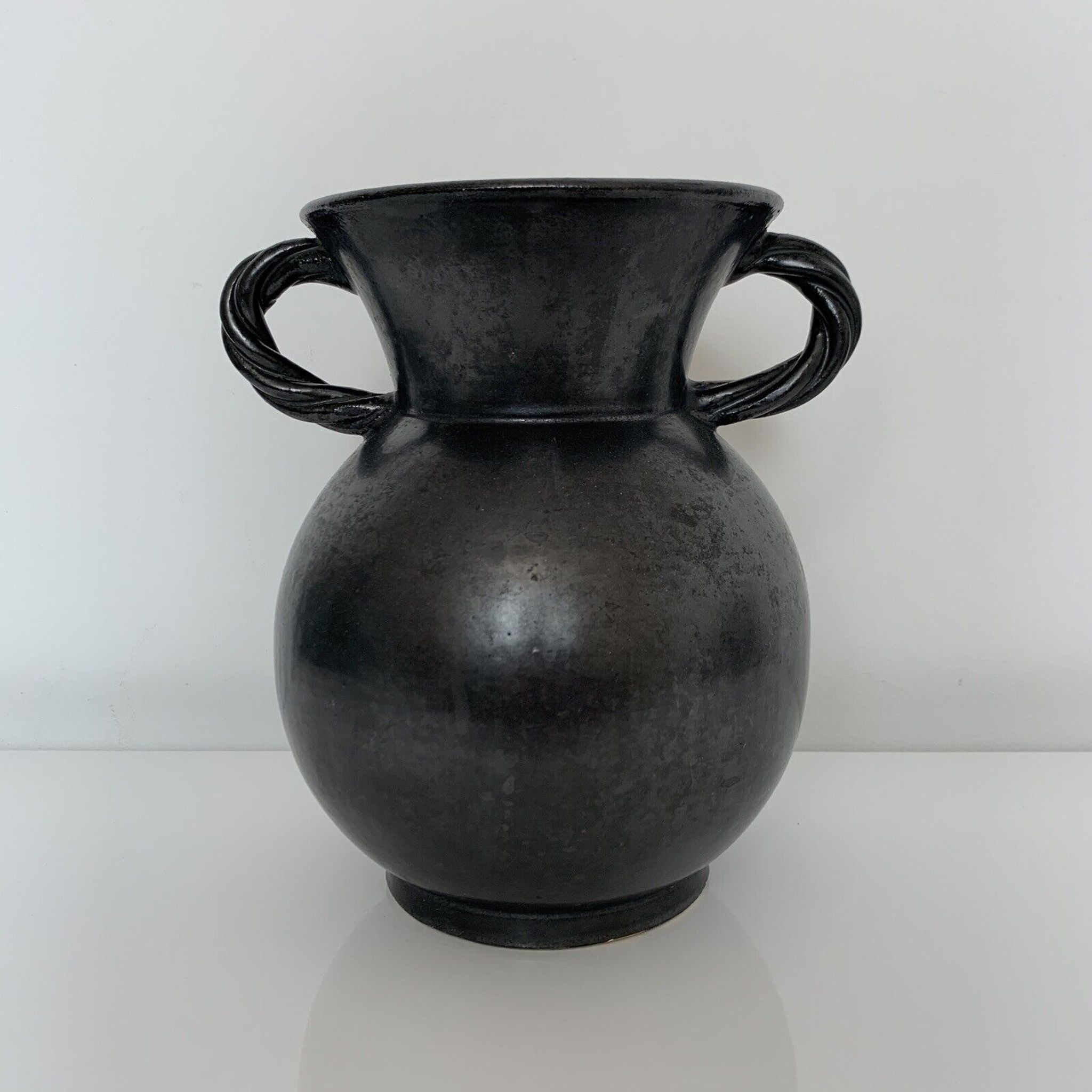 Vase with handles black yellow vintage