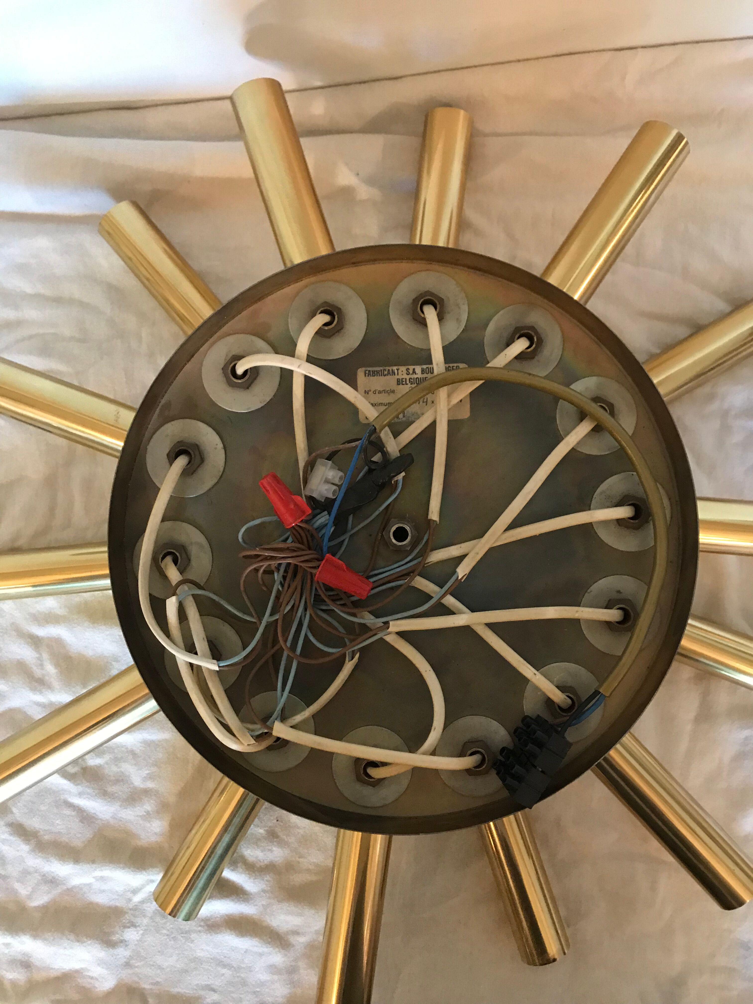Chandelier 14 branches brass Sciolari House 1960