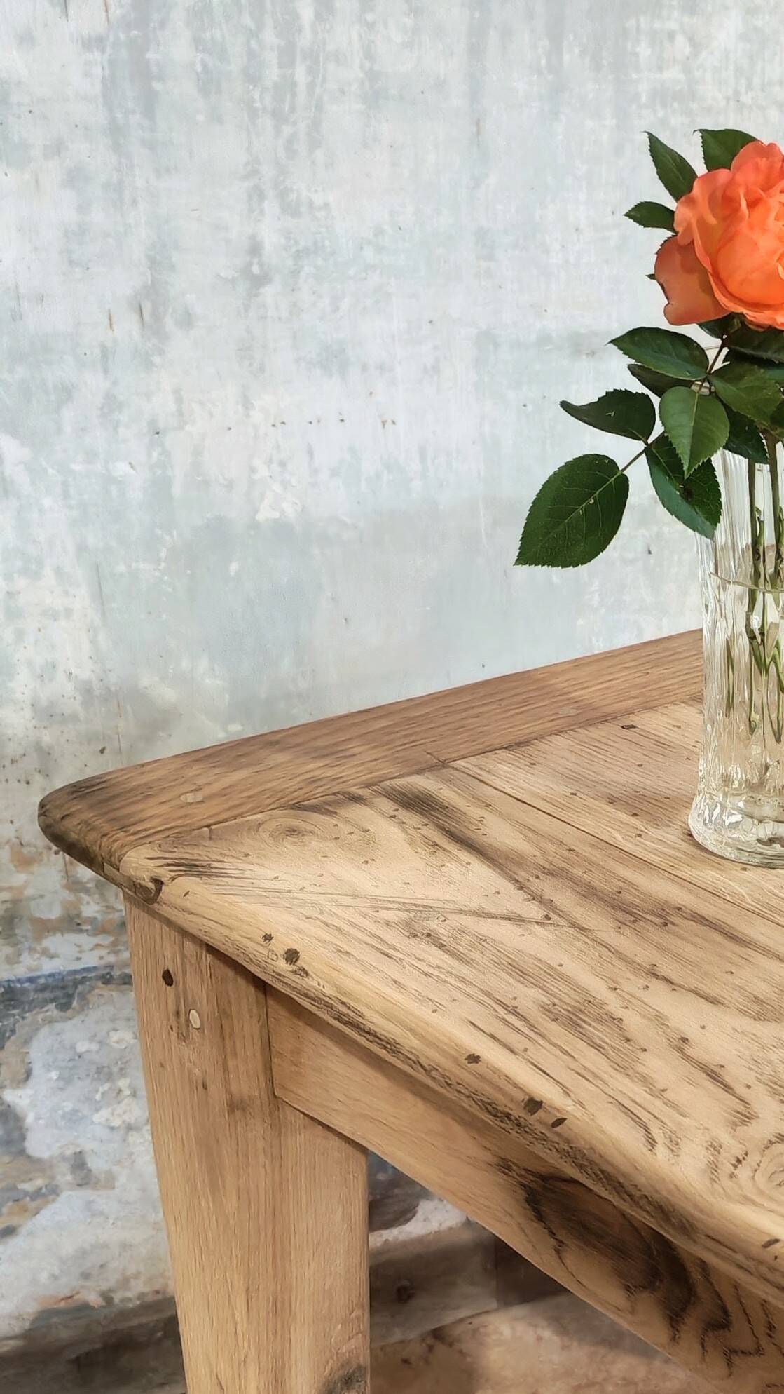 Solid oak farmhouse table "brut" 247x89, top "chocolate oak"