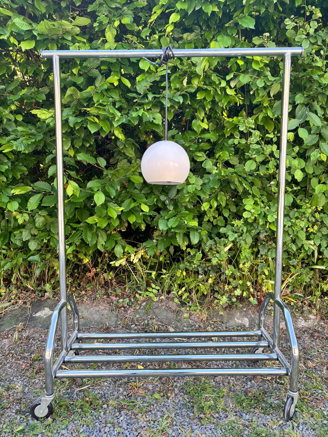 White metal eye ball pendant light by LITA vintage 1970