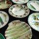 French antique asparagus plates in majolica