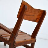 Armchairs convertible into Brutalist Bench in solid wood 1940 vintage