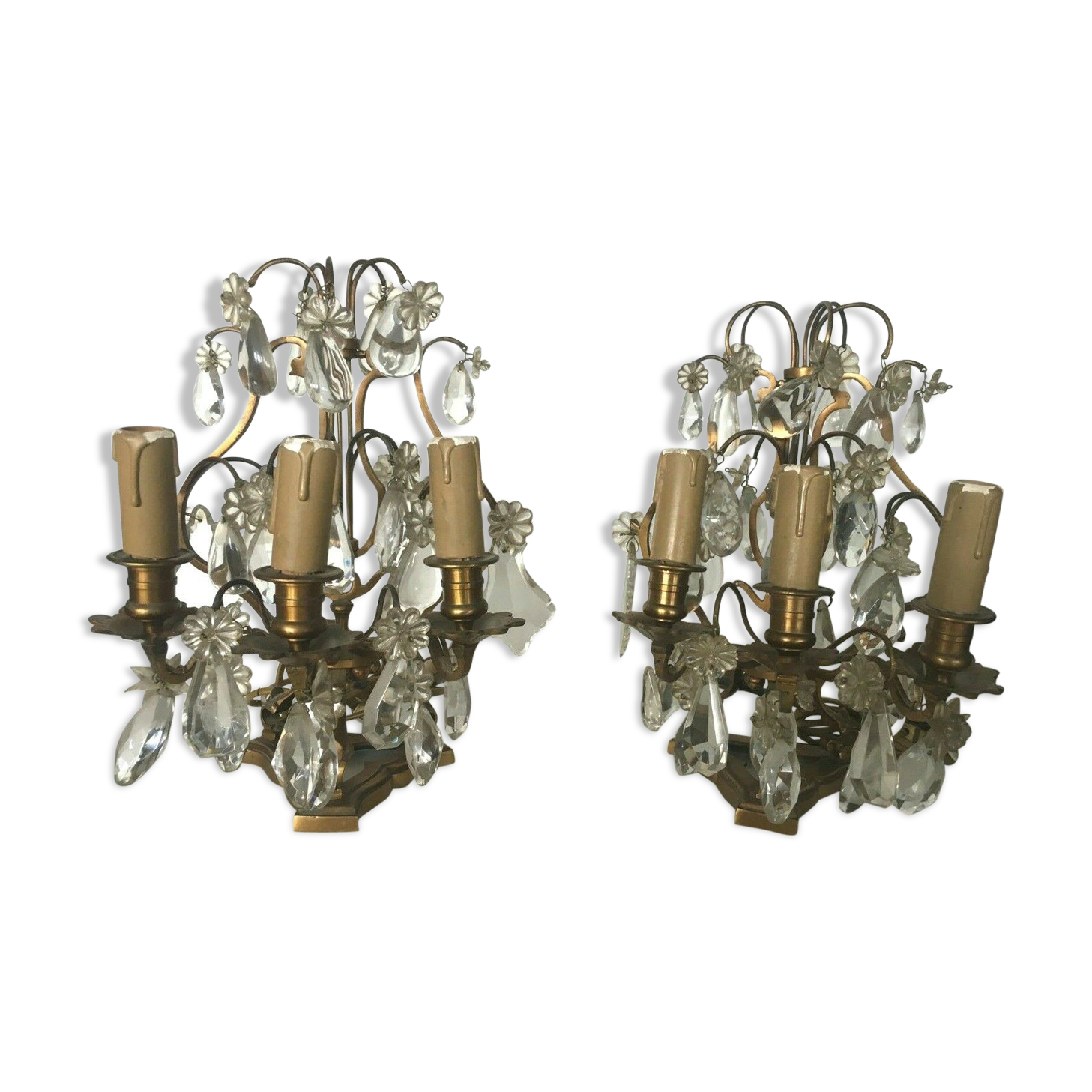 Pair of bronze girandole  20th century