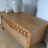 Vintage wood and rattan chest