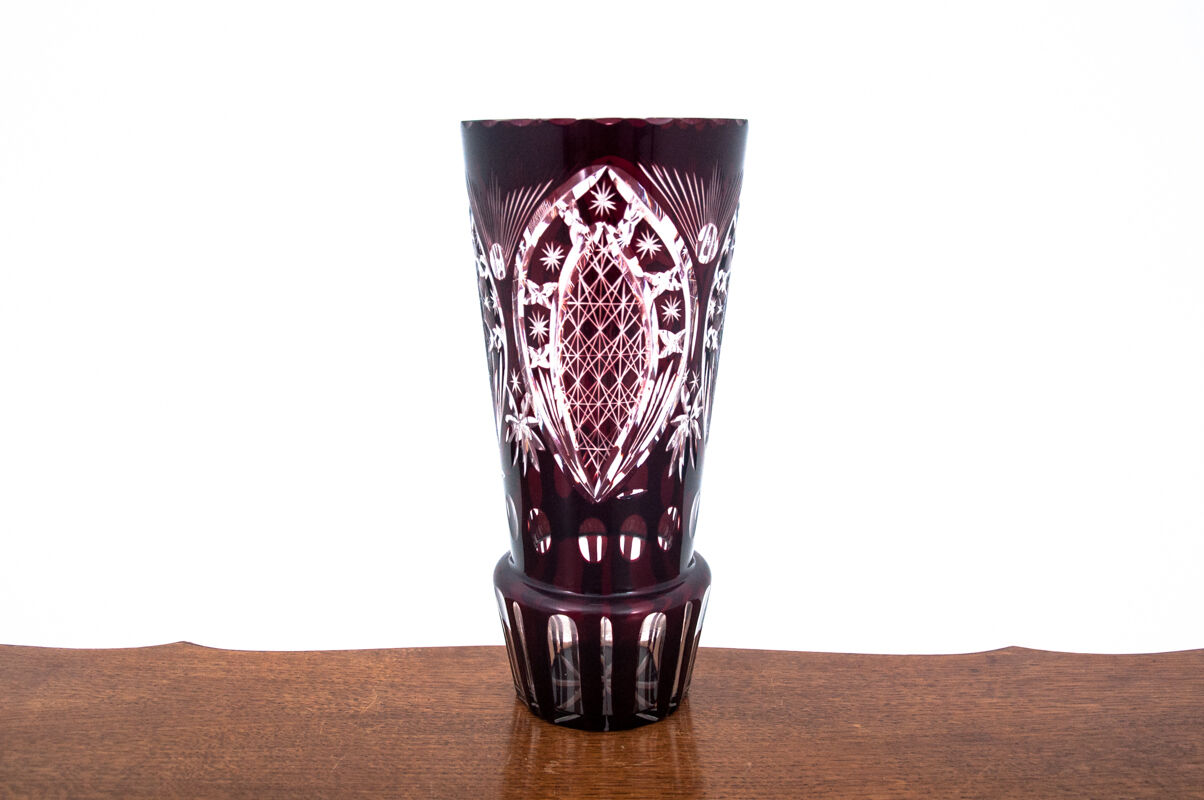 Purple crystal vase, Poland, 1960s