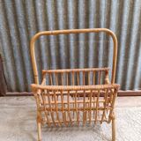 Vintage rattan wicker magazine rack