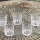 5 whisky glasses, Cristal Bayel stamps, transparent crystal with patterns