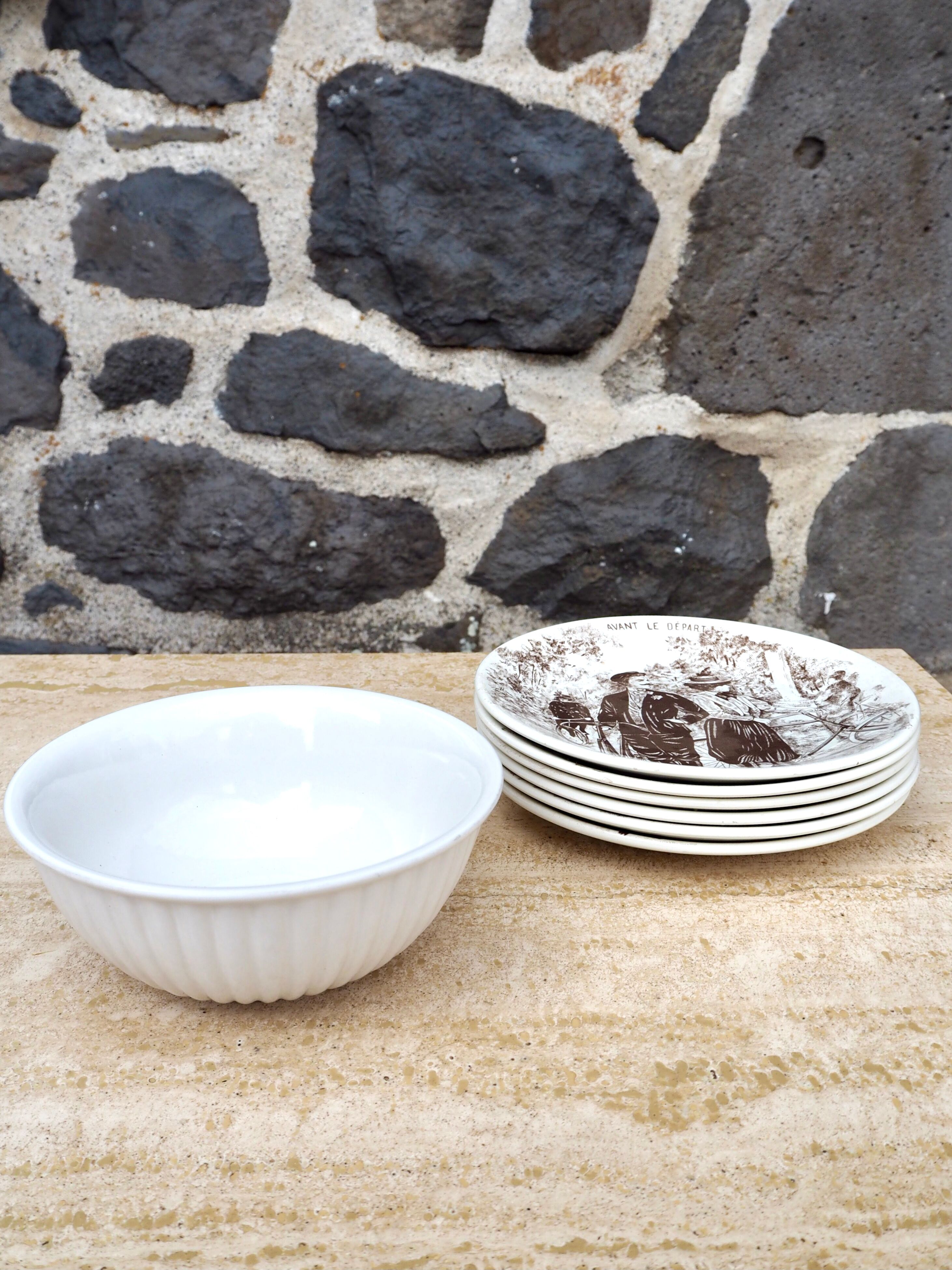 Set of 6 talking dessert plates Sarreguemines
