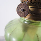 Old Green Glass Kerosene Lamp