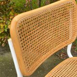 Chaise Cesca modèle b32 en blanc et bois par Marcel Breuer