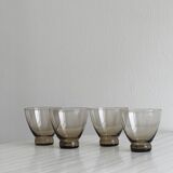 4 thin smoked glass water glasses