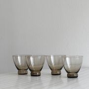 4 verres à eau en verre fin fumé