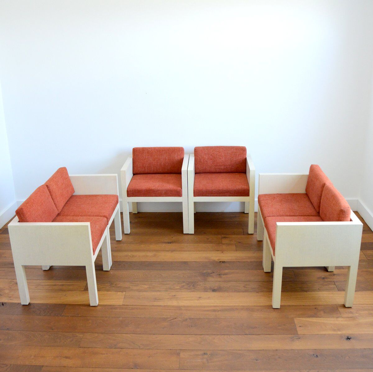 Set armchairs with dinners Restoration cubic shape Modular vintage 1980s