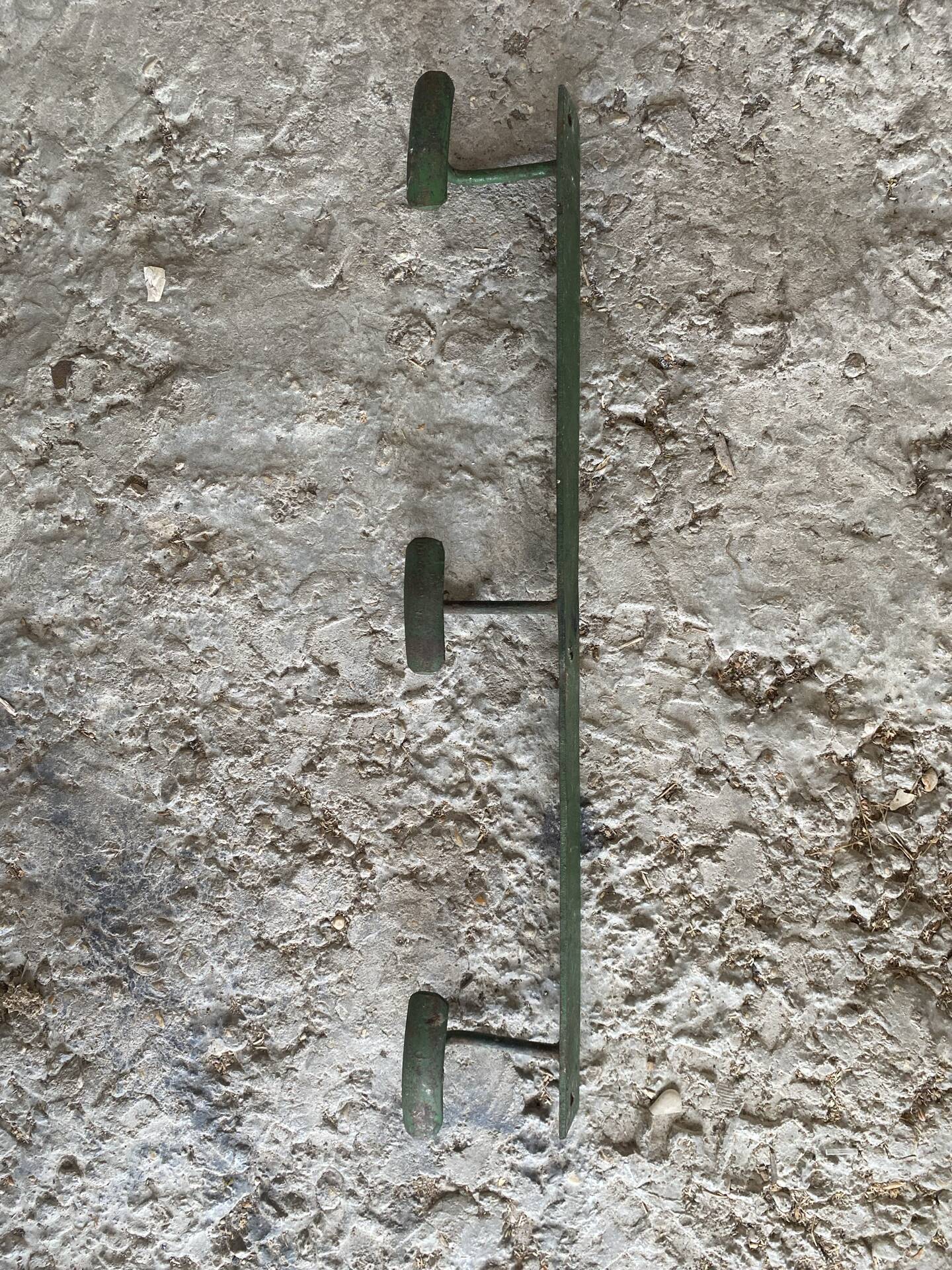 Vintage 1950s Green Metal Wall Coat Rack x3 #E