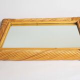 Rectangular rattan mirror