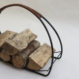 Log metal and cane log basket 1960