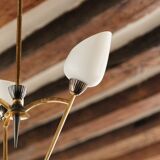 60s chandelier, brass and opaline