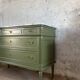 Louis XVI style olive green commode with marble.