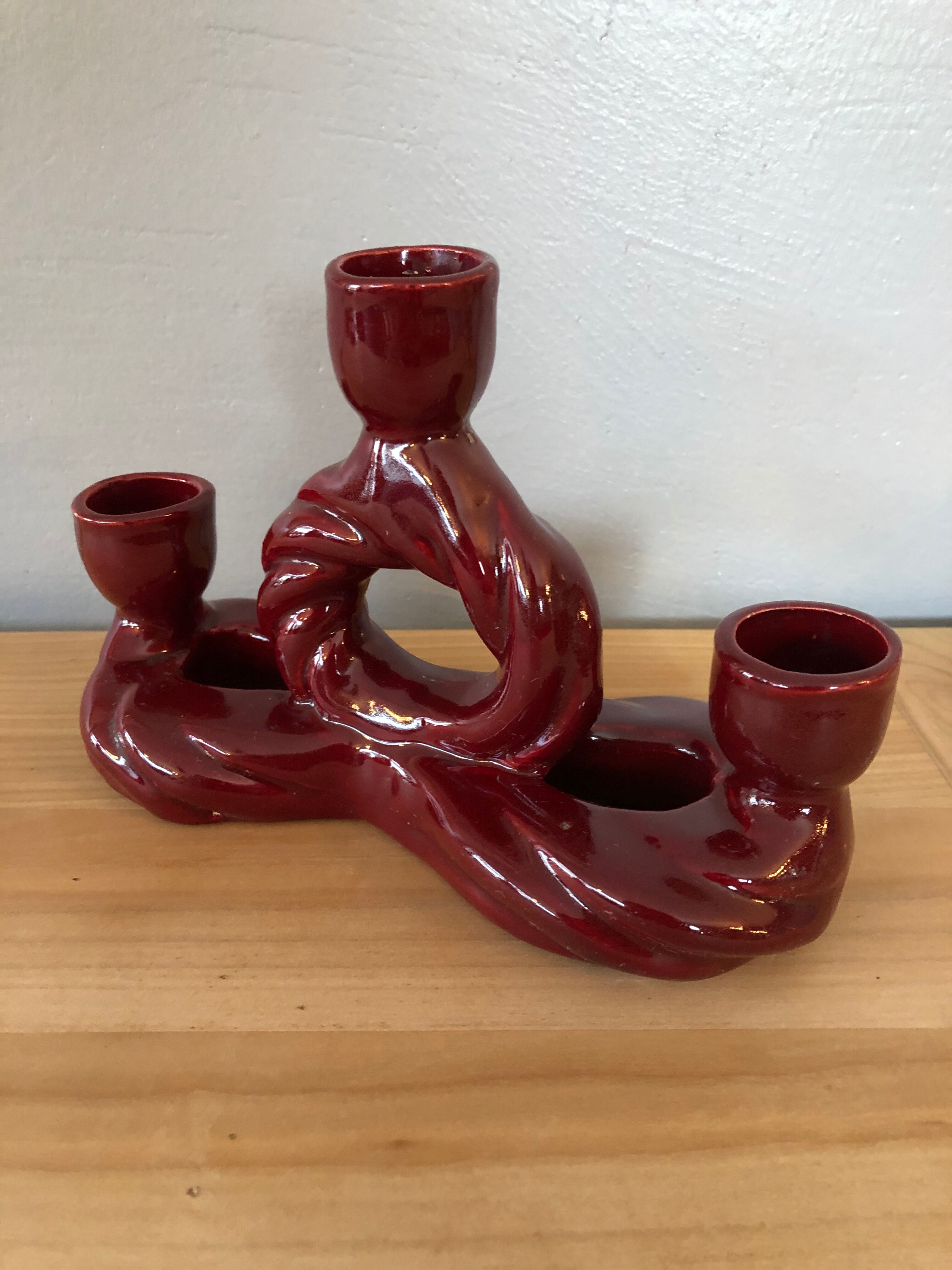 Enamelled ceramic candle holder