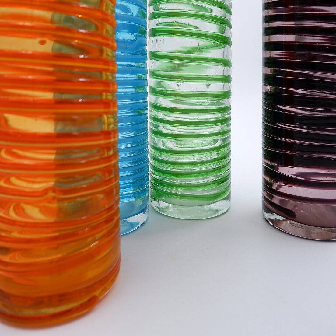 Set of four large spiral vases - Murano glass