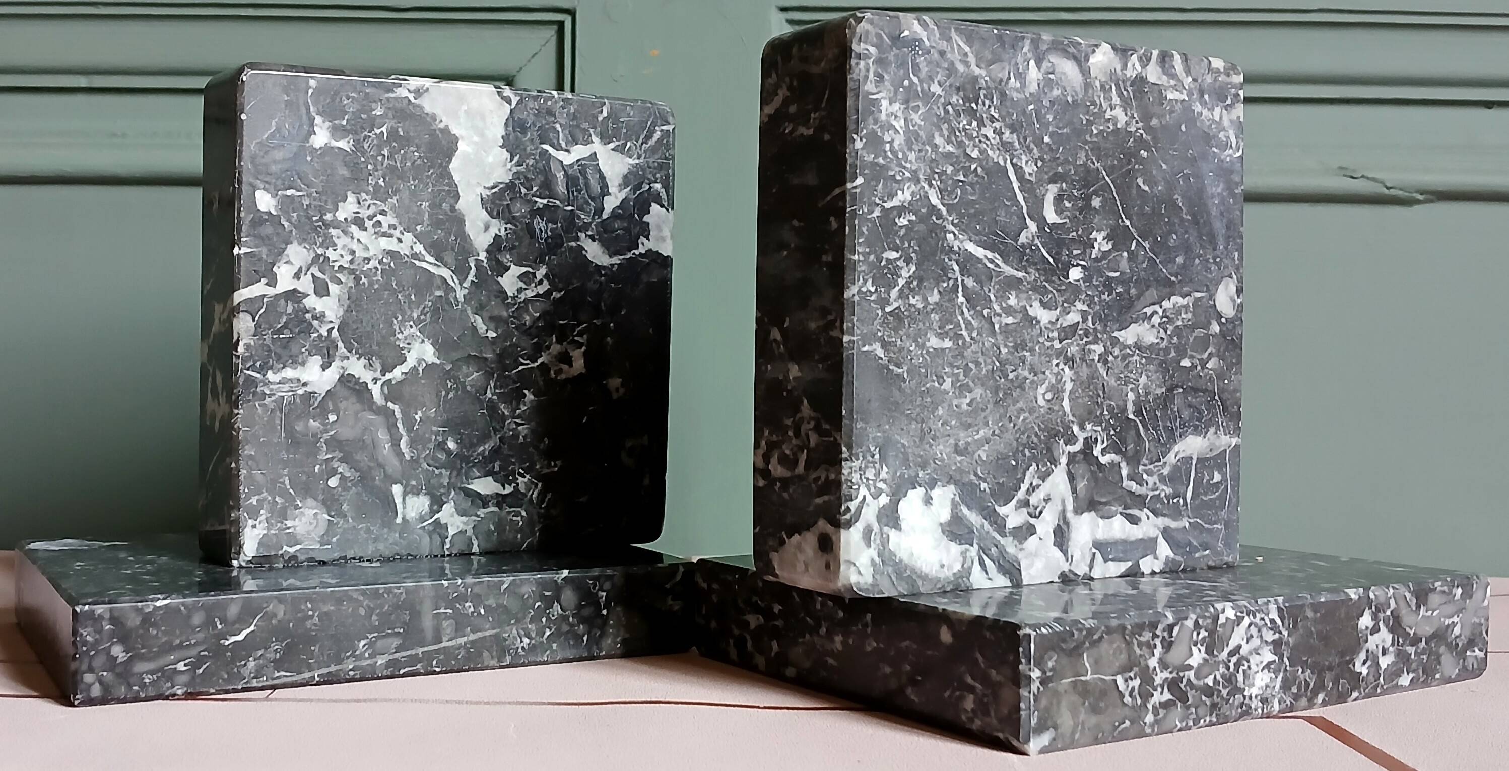 Minimalist black marble bookends