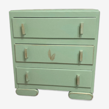 Commode vintage relookée en vert