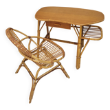 Rattan desk and chair