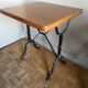 Superb square table made of solid oak from the 1960s, with a cast iron bistro base.