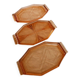 Set of 3 orange glass trays