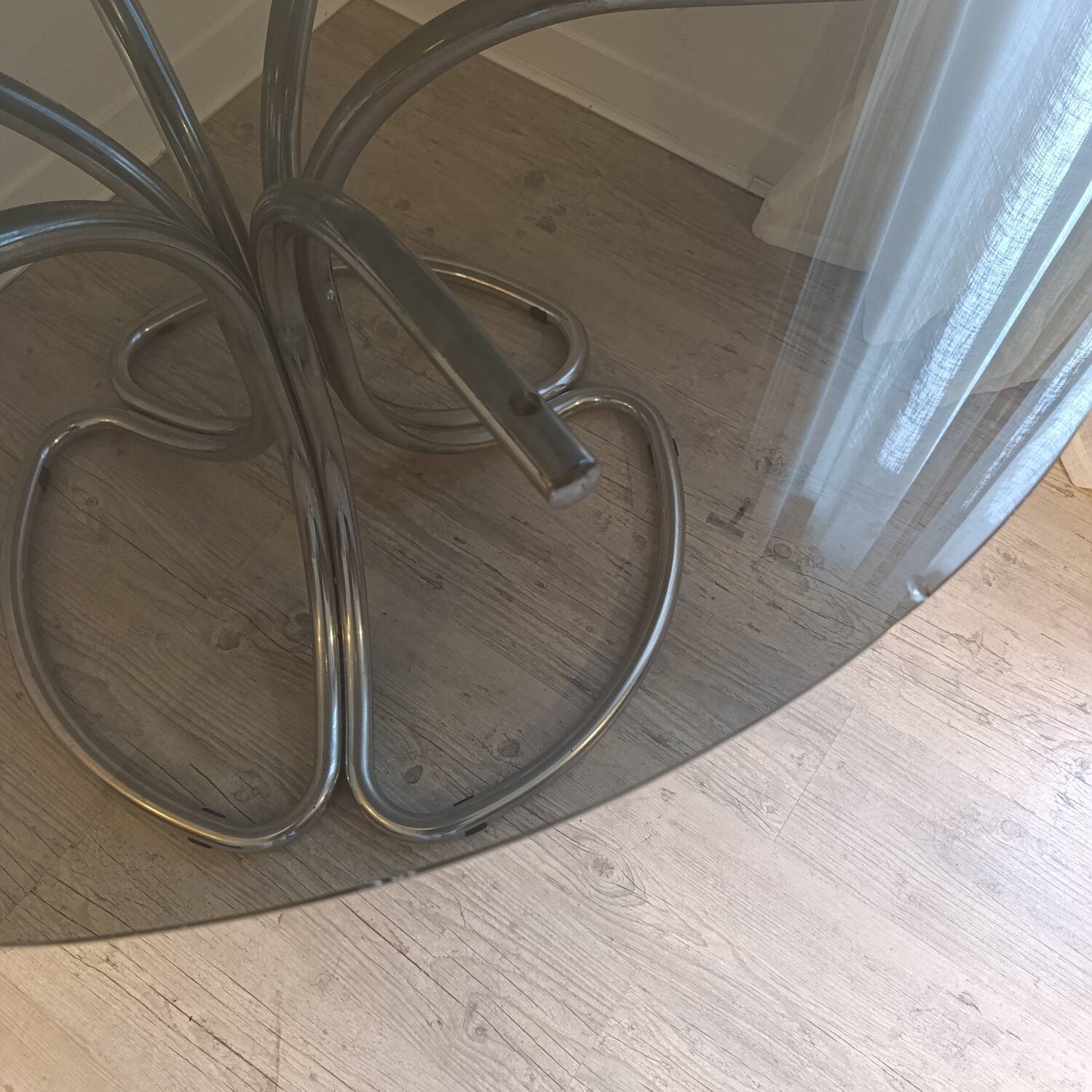 Superb tubular table with space age Italian design.