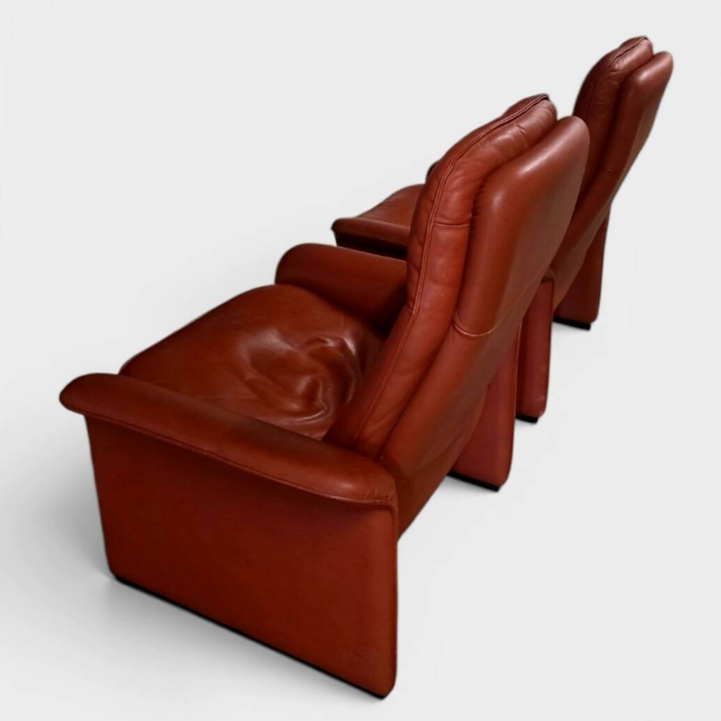 Pair of reclining lounge chairs DS 50 De Sede – Cognac Leather