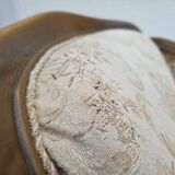 1940s, Danish armchair, woven wool, velour, mesh, carved oak wood.