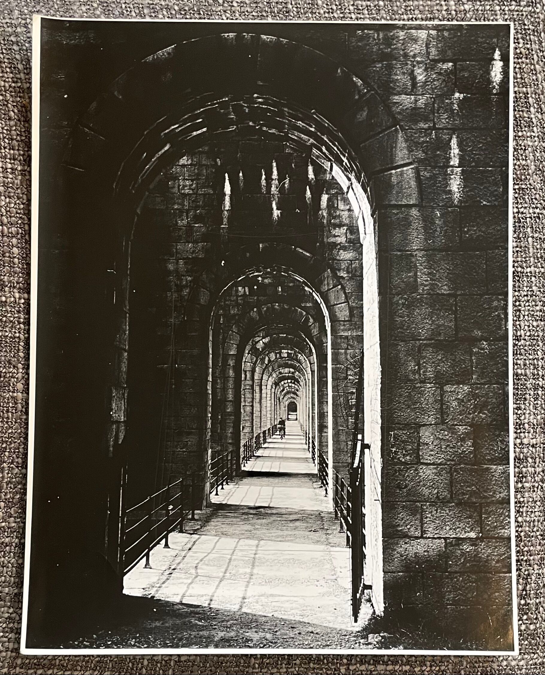 Photograph black and white silver print circa 1970 medieval bridge