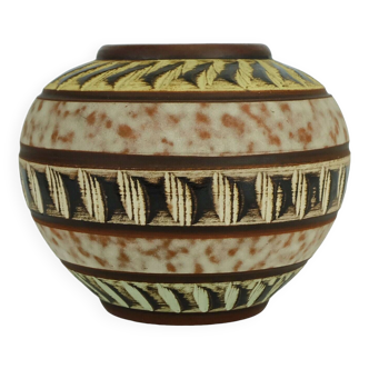 1950's akru keramik mid century VASE sgraffito decor drip glaze model 4/10