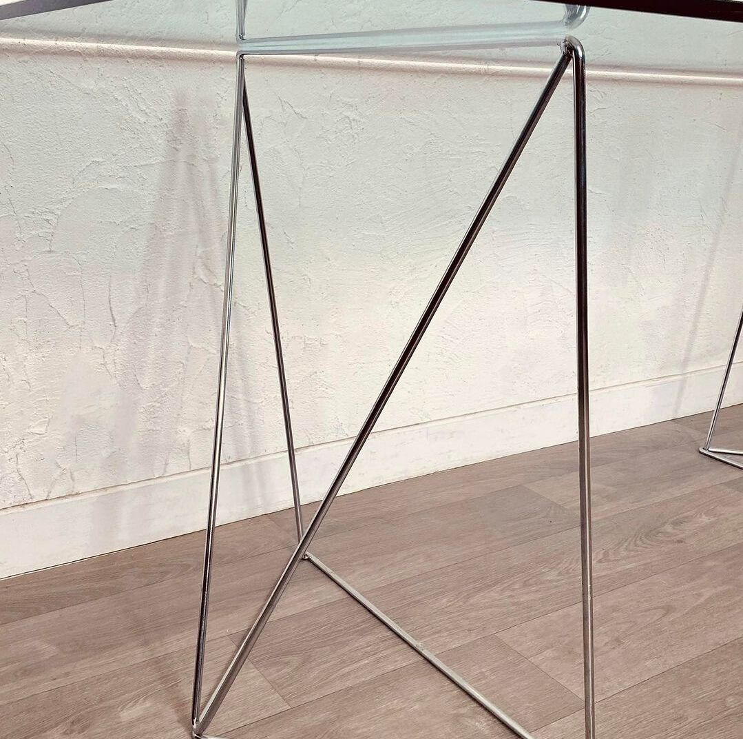 Trestle and glass desk