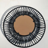 Round black rattan mirror