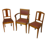 bridge armchair and 2 art deco chairs