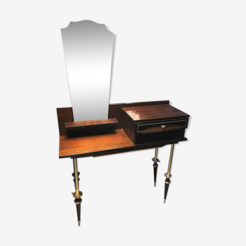 Old dressing table with glossy lacquered mirror